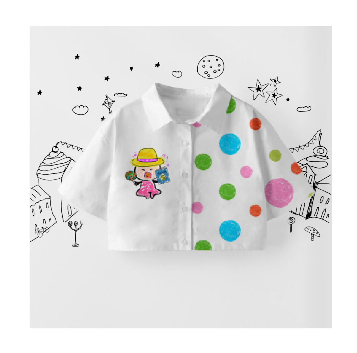Toddler Mei Polka Dot Button-Up Shirt