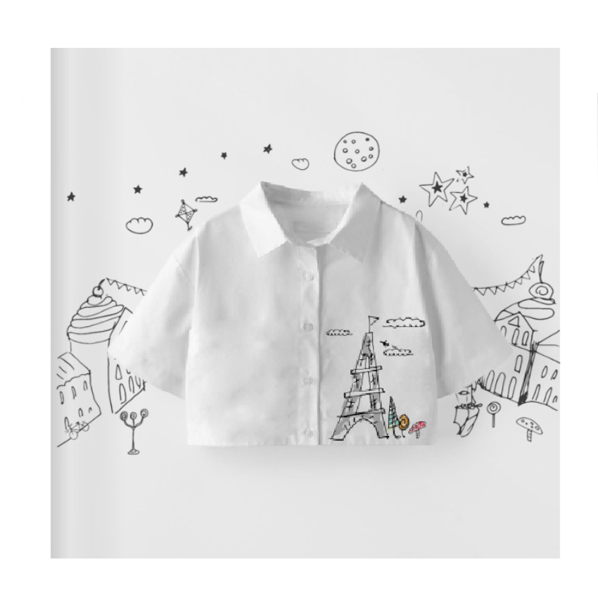 Toddler Eiffel Tower Button-Up Shirt