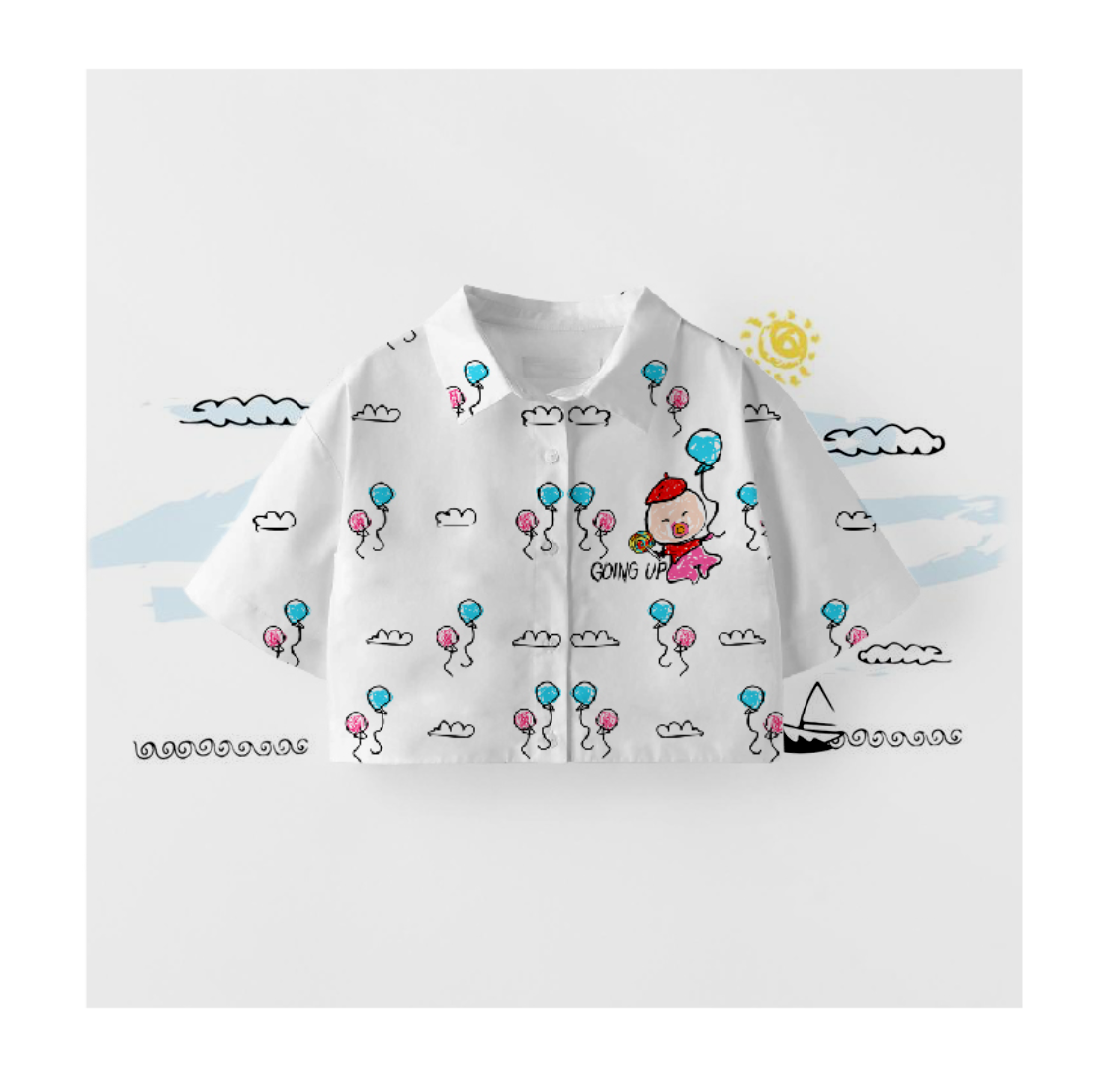 Toddler Mei Balloons Button-Up Shirt