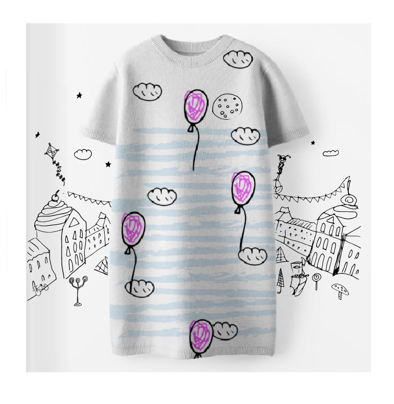 Women’s Balloons and Clouds Dress