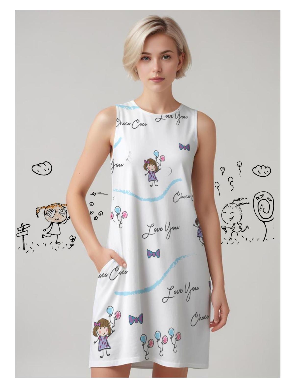 Young Women’s Balloons and Clouds Dress