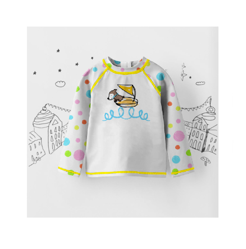 Toddler Choco Polka Dot Yellow Long Swimwear Shirt