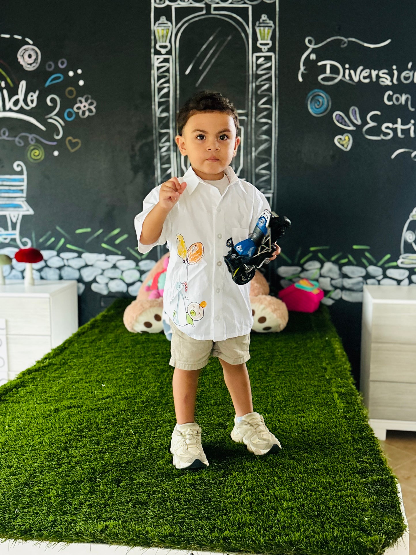 Toddler Jelly with Balloons Button-Up Cotton Shirt