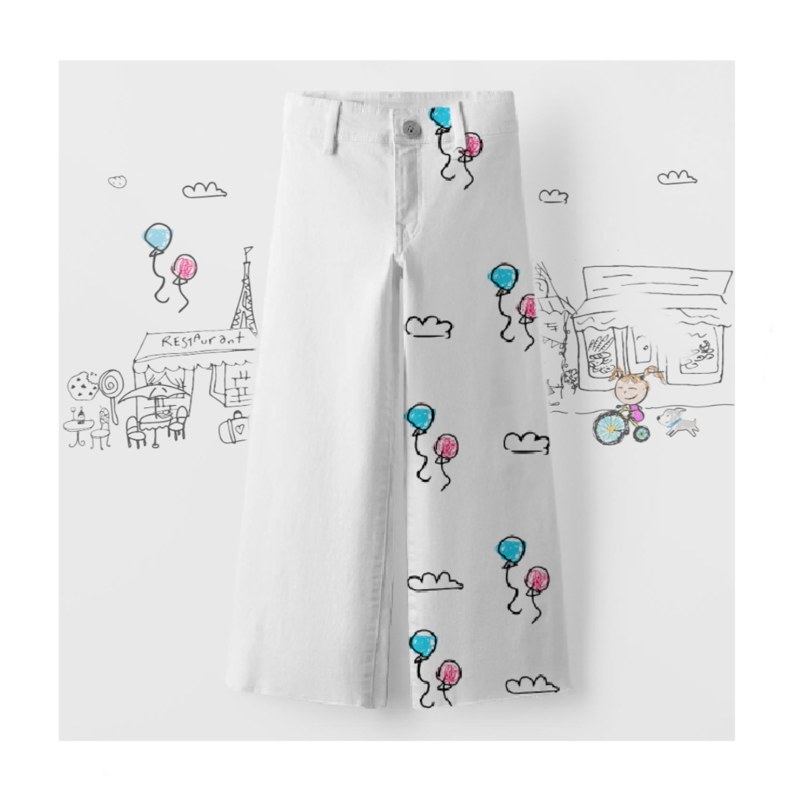 Toddler Clouds and Balloons Long Pants